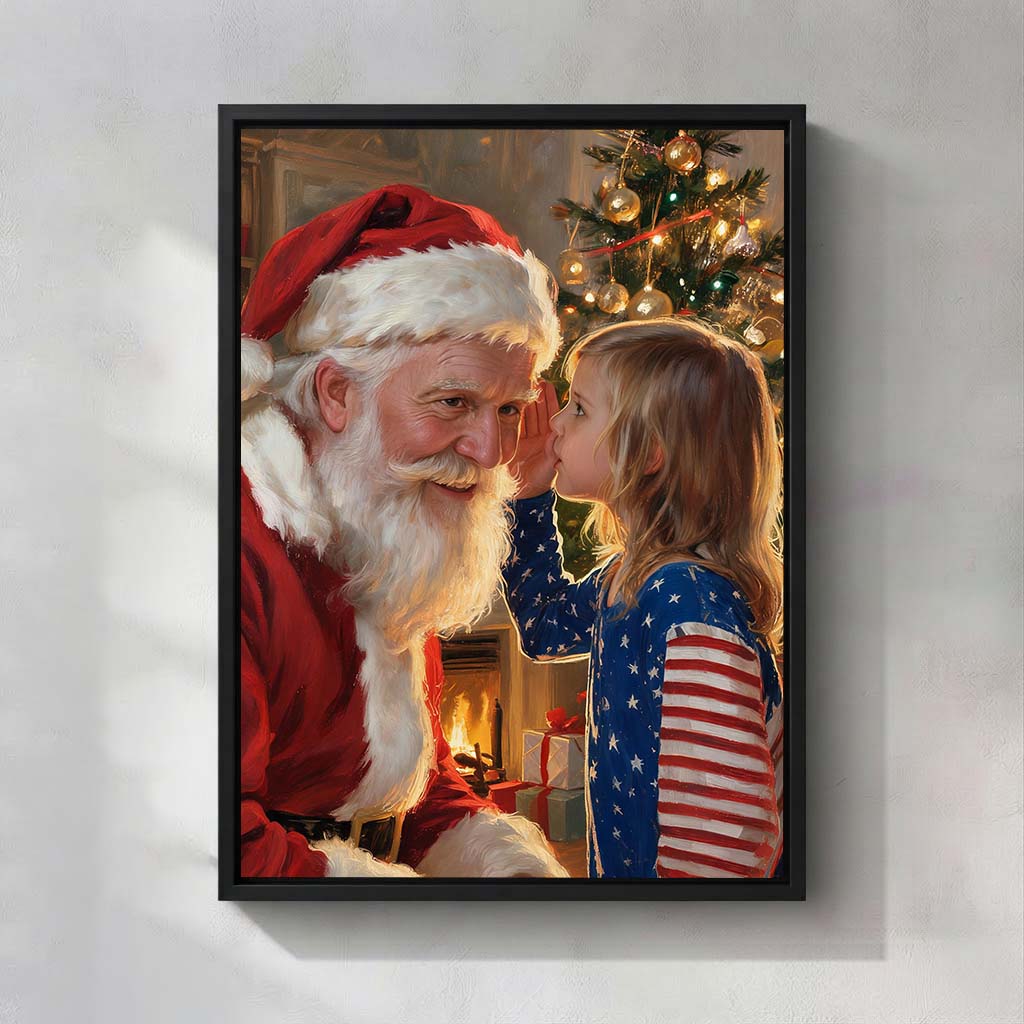 Personalized Santa and Child Canvas Art | Magical Holiday Portrait & Keepsake
