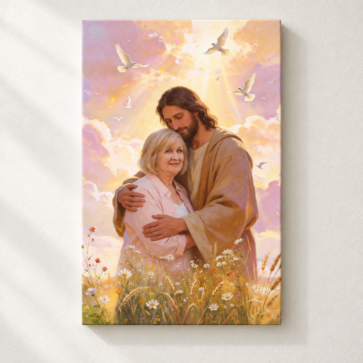 Personalized Embrace With Jesus Canvas | Peace, Love & Comfort