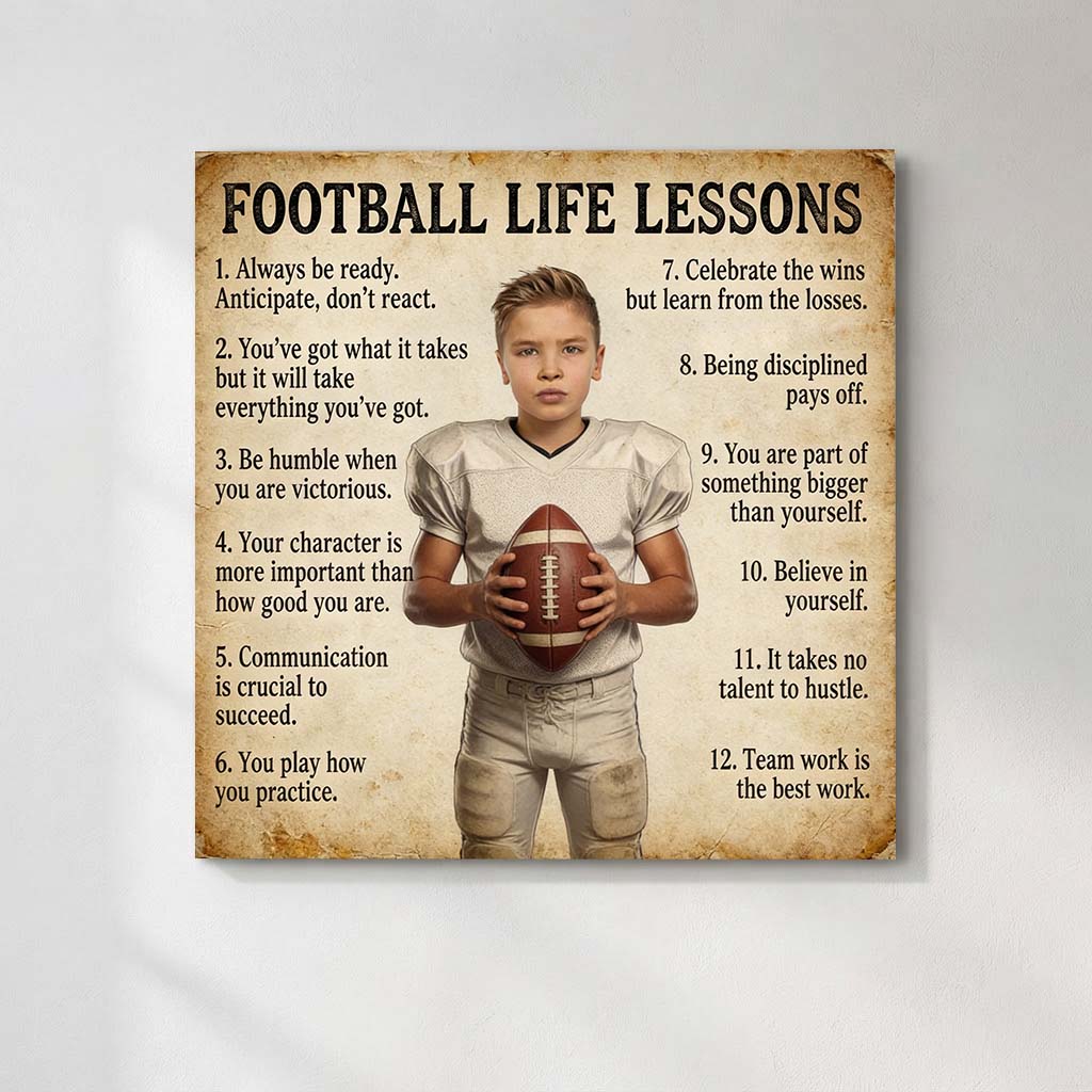 Personalized Football Life Lessons Canvas | Built for Greatness