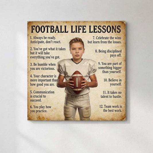 Personalized Football Life Lessons Canvas | Built for Greatness