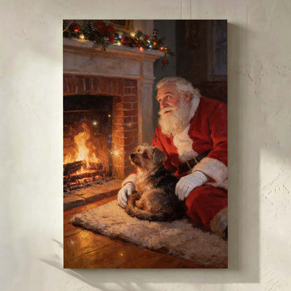 Personalized Santa Claus with Pet Christmas Art  | Magical Christmas Pet Portrait
