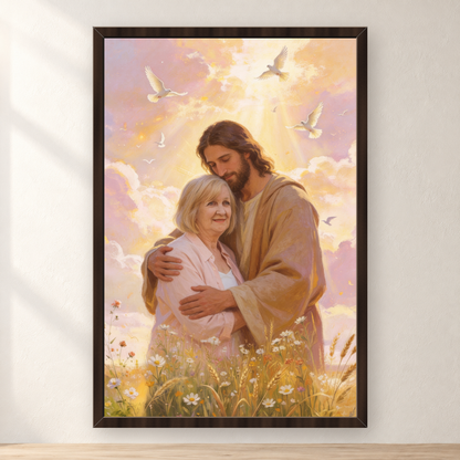 Personalized Embrace With Jesus Canvas | Peace, Love & Comfort