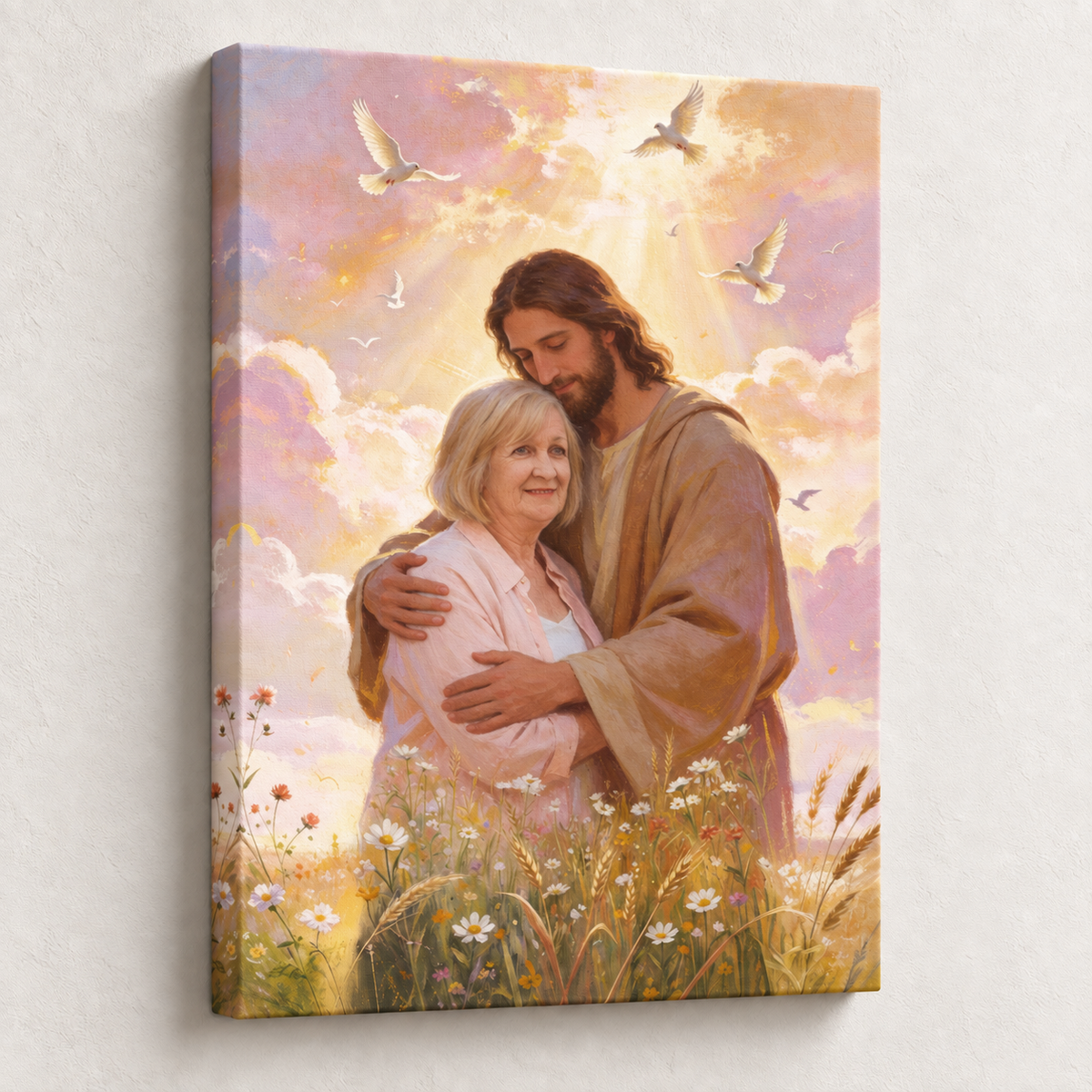 Personalized Embrace With Jesus Canvas | Peace, Love & Comfort