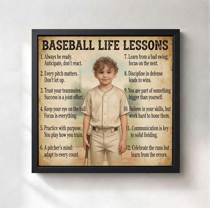 Personalized Baseball Life Lessons Canvas | Dreams Beyond the Field