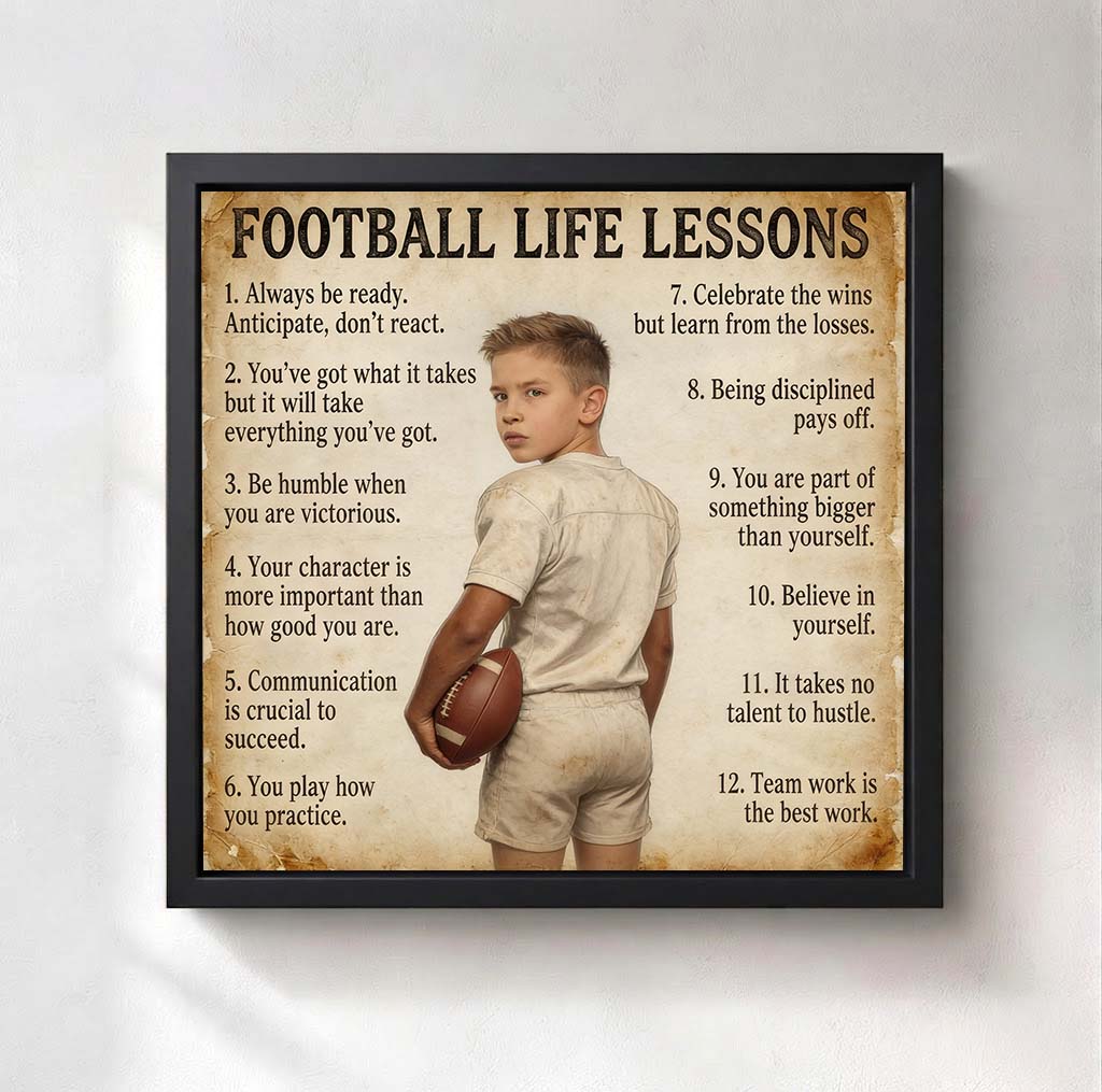 Personalized Football Life Lessons Canvas | Built for Greatness