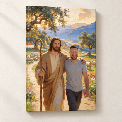 Personalized Walking Path With Jesus Canvas | Guidance, Journey & Strength