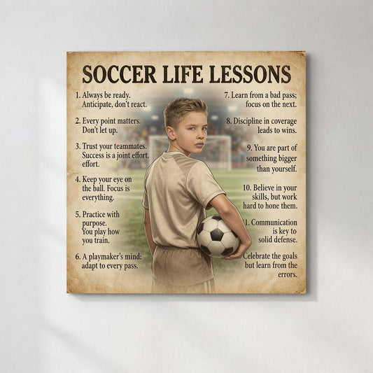 Personalized Soccer Life Lessons Canvas | Passion & Perseverance