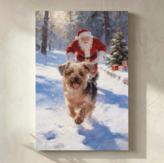 Personalized Santa Claus with Pet Christmas Art  | Magical Christmas Pet Portrait