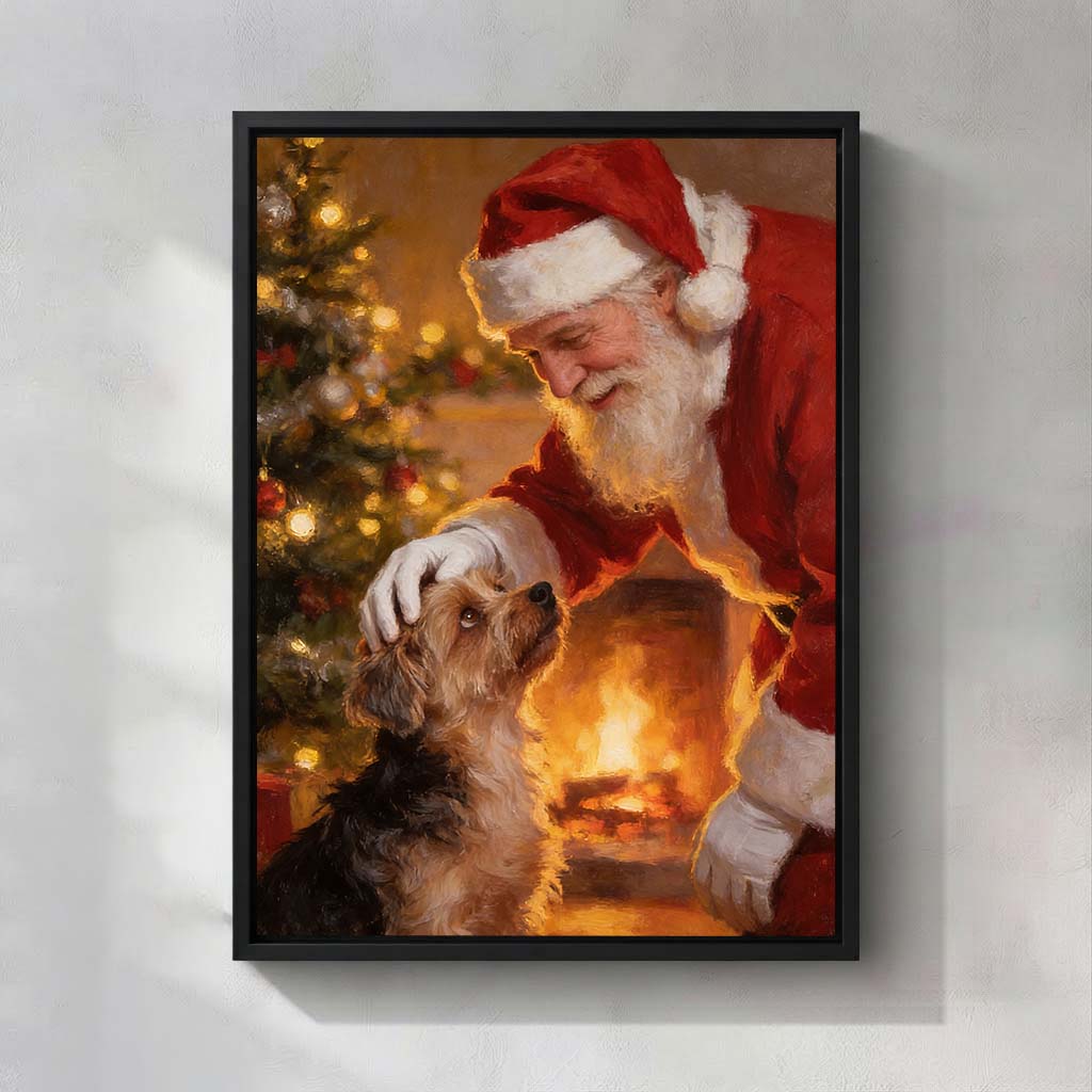Personalized Santa Claus with Pet Christmas Art  | Magical Christmas Pet Portrait