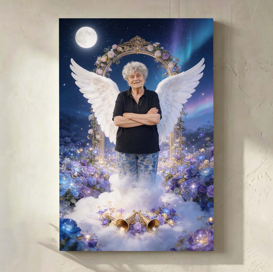 Personalized Heavenly Guardian Portrait Canvas | Watching Over You